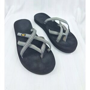Teva Olowahu Womens Sandals Black Grey Strappy Mush Flip Flop Size 9